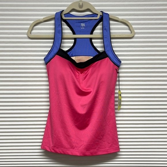 Tail NWT Pink Royal Vibe Bailey Racerback Built In Bra Tennis Tank XS - Picture 1 of 8